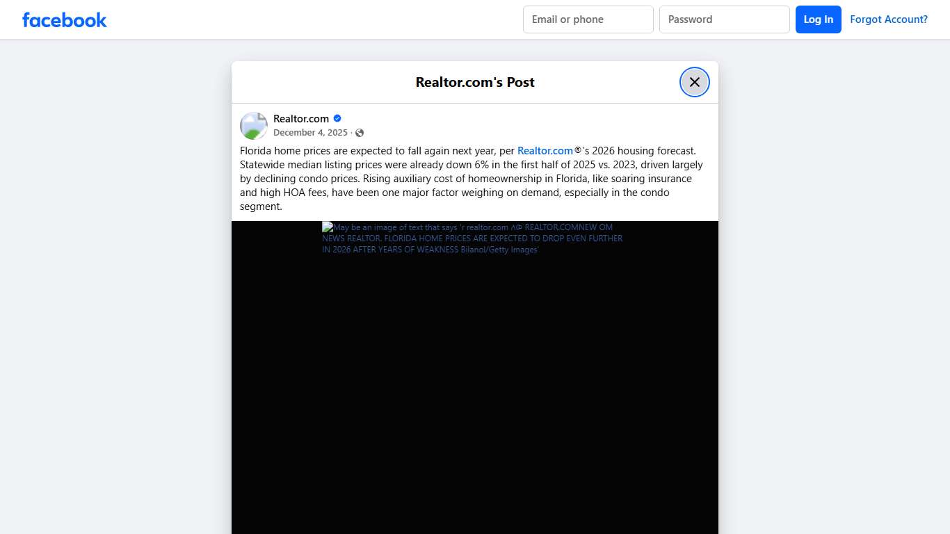 Realtor.com - Florida home prices are expected to fall... | Facebook