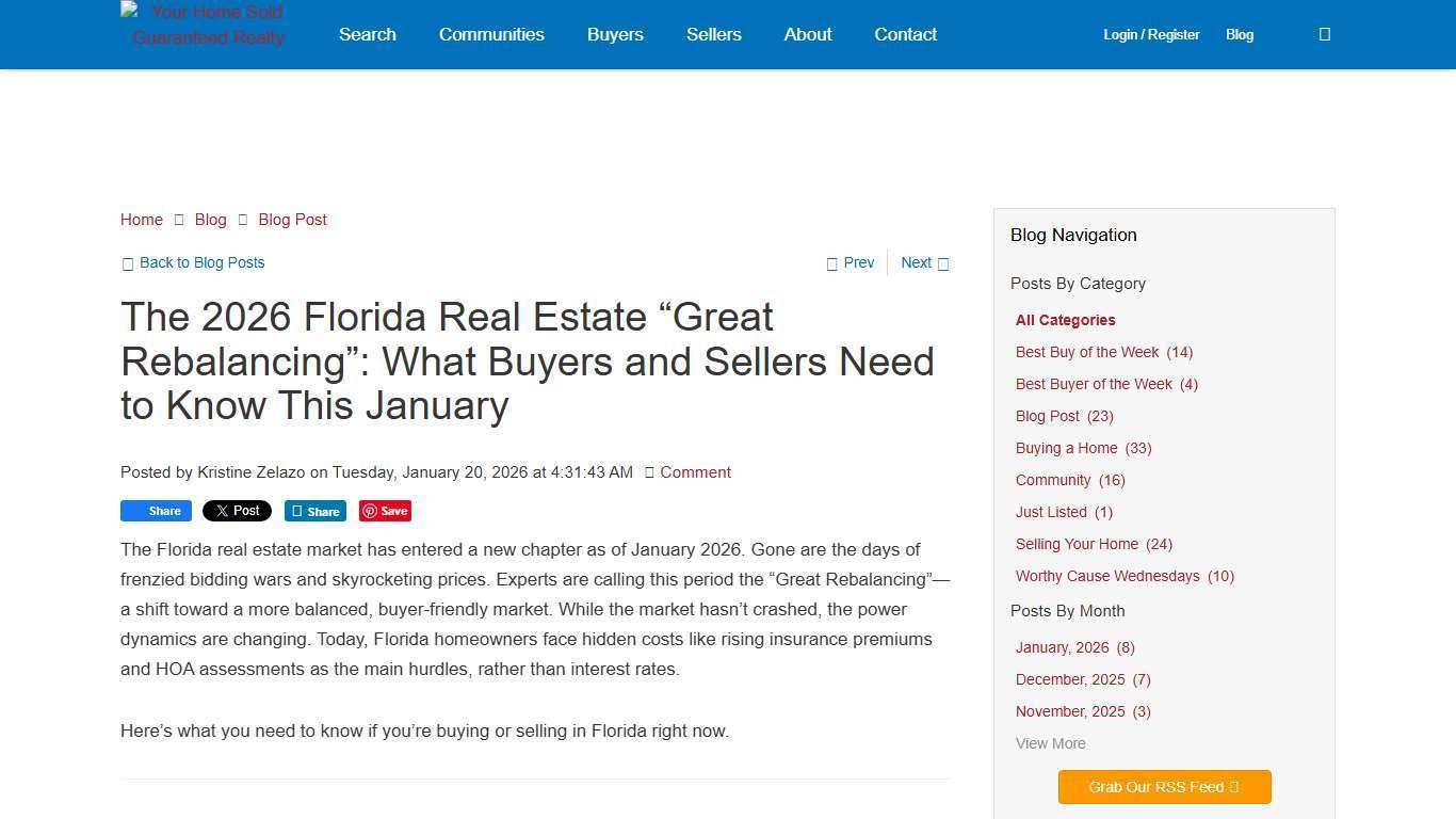 The 2026 Florida Real Estate “Great Rebalancing”: What Buyers and Sellers Need to Know This January